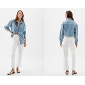 GAP 90's Mid-Rise White Girlfriend Minimalist Y2k Jeans Size 12 SHORT - MSRP $80